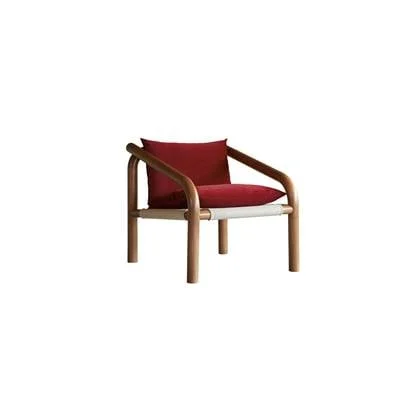 Tikamoon - Fauteuil van massief eikenhout en rood fluweel