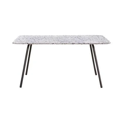 Tikamoon - Rechthoekige tuintafel van terrazzo en grijs metaal 4|6 p.