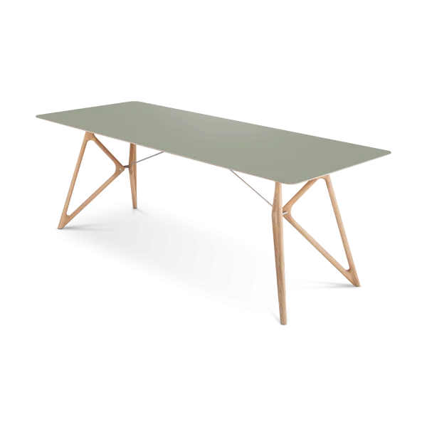 Tink table houten eettafel whitewash - met linoleum tafelblad dark olive - 160 x 90 cm