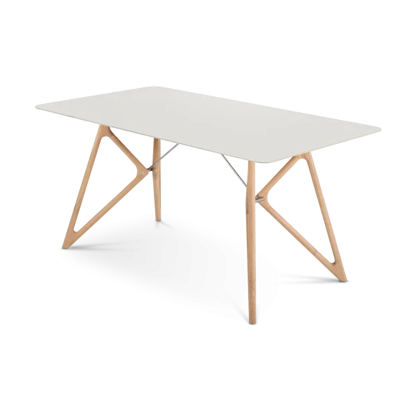 Tink table houten eettafel whitewash - met linoleum tafelblad mushroom - 160 x 90 cm