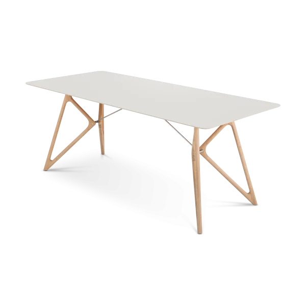 Tink table houten eettafel whitewash - met linoleum tafelblad mushroom - 180 x 90 cm