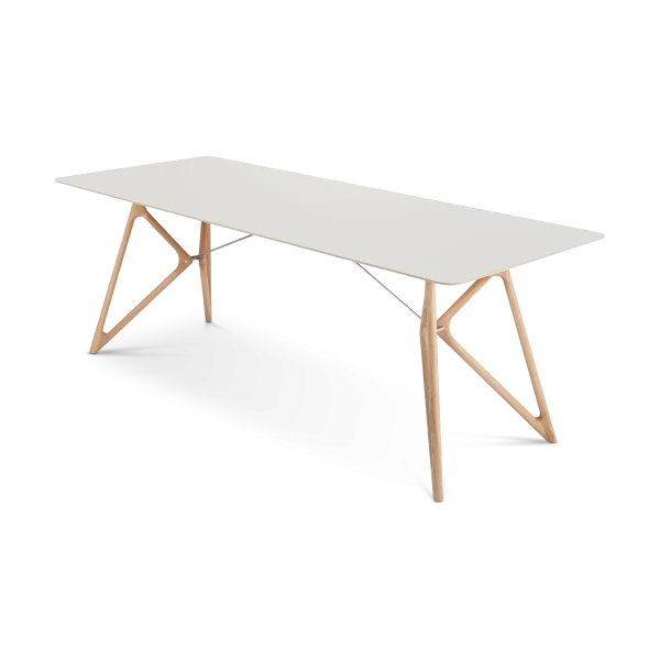 Tink table houten eettafel whitewash - met linoleum tafelblad mushroom - 220 x 90 cm