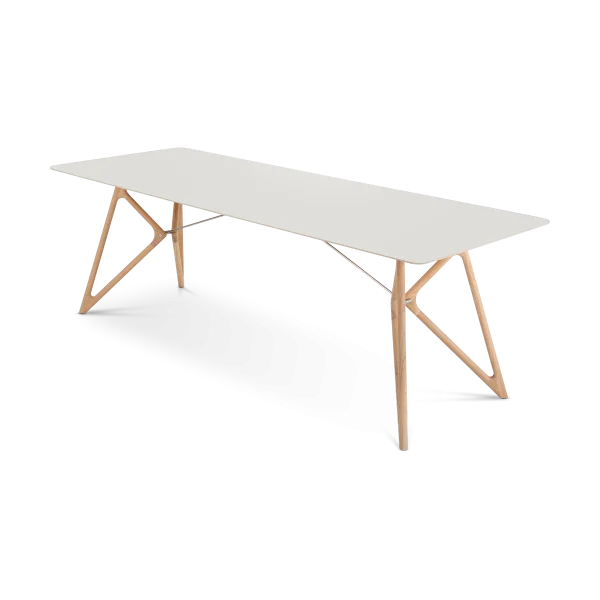 Tink table houten eettafel whitewash - met linoleum tafelblad mushroom - 240 x 90 cm