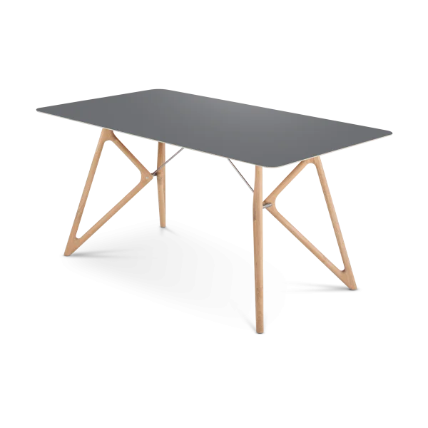 Tink table houten eettafel whitewash - met linoleum tafelblad nero - 200 x 90 cm