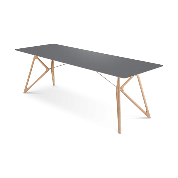 Tink table houten eettafel whitewash - met linoleum tafelblad nero - 240 x 90 cm