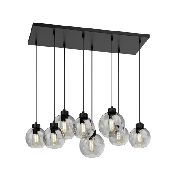 TK Lighting - Cubus hanglamp 95 cm lang 8-vlams rookgrijs glas