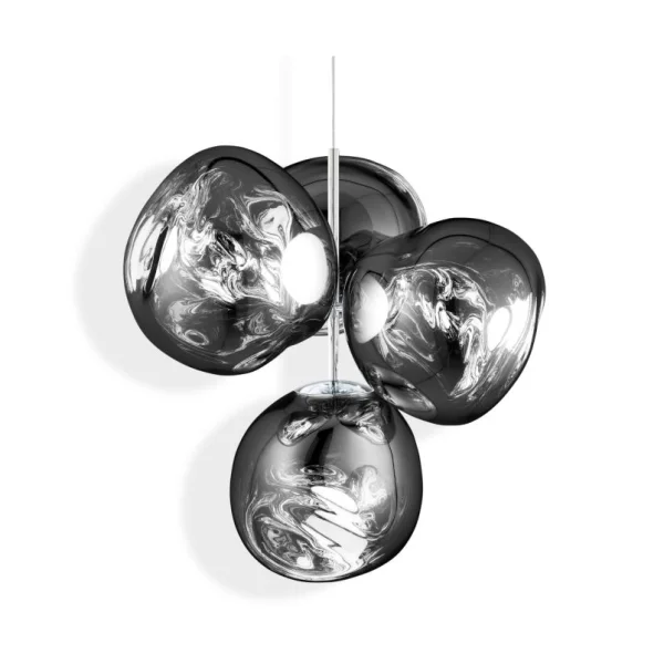 Tom Dixon Melt Chandelier small hanglamp LED 103 cm Zilverkleurig
