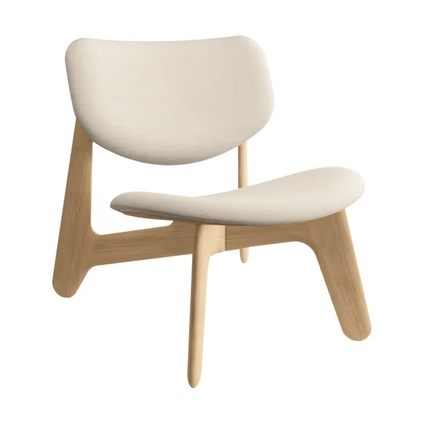 Tom Dixon Slab loungestoel gestoffeerde zitting Natural brushed oak-Linara 05 CMHR Cream