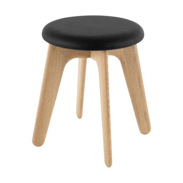 Tom Dixon Slab poef 45x55 cm Natuurlijk eiken-zwart leer