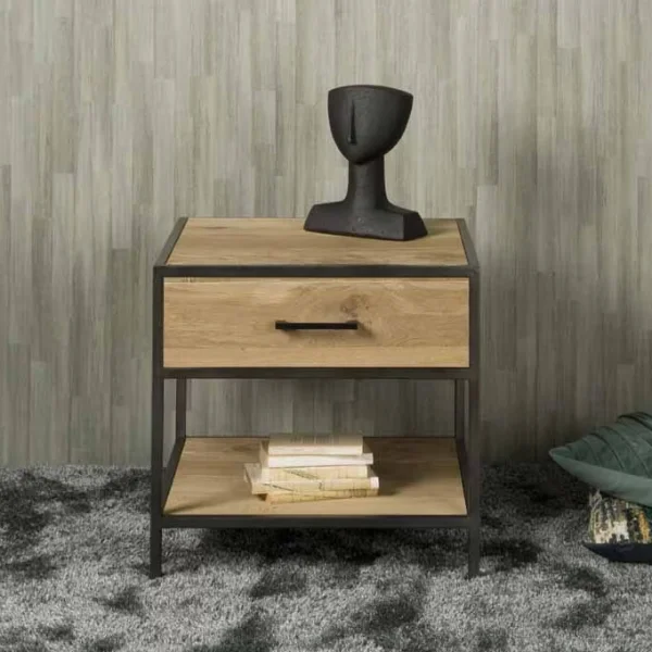 Tower Living Bijzettafel/Nachtkastje Luna Eiken, 60 x 60cm - Bruin,Hout,Naturel - Vierkant