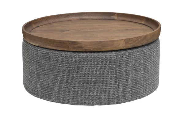 Tower Living Ronde Salontafel Ossana Mangohout en stof, 80cm - Grijs