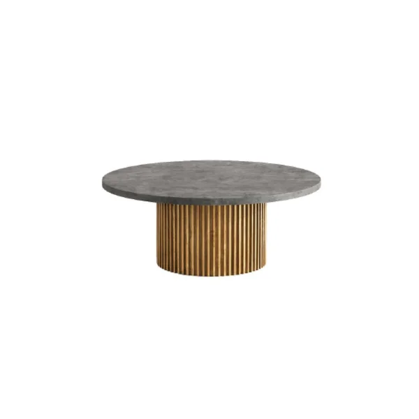 Tower Living Ronde Salontafel Palazzo Teakhout en mineraal stucwerk, 100cm - Zwart