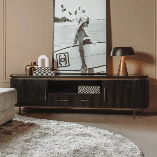 Tower Living TV-meubel Rivello Mangohout, 200cm - Zwart