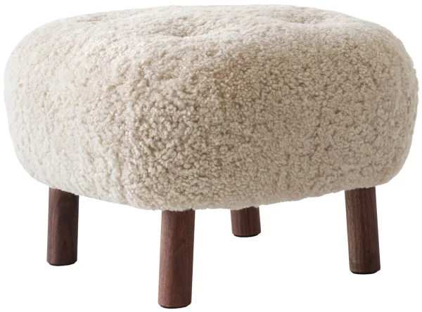 &Tradition Little Petra Poef - sheepskin moonlight - oiled walnut