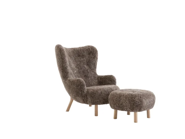 &Tradition Petra fauteuil VB3 & ATD1 poef - sheepskin sahara - oiled oak