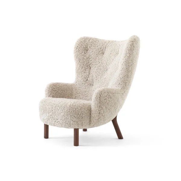 &Tradition Petra VB3 High fauteuil Geoliede walnoot-Sheepskin Moonlight