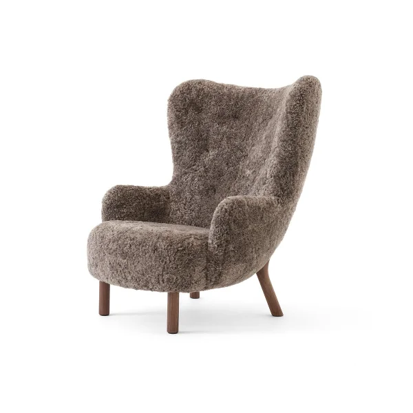 &Tradition Petra VB3 High fauteuil Geoliede walnoot-Sheepskin Sahara