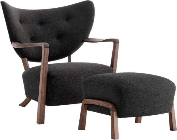 &Tradition Wulff ATD2 Fauteuil & ATD3 Poef - hallingdal 376 - oiled walnut