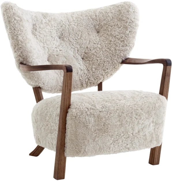 &Tradition Wulff ATD2 fauteuil - sheepskin moonlight - oiled walnut