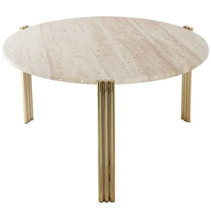 Tribus salontafel Ø60 goud|travertine