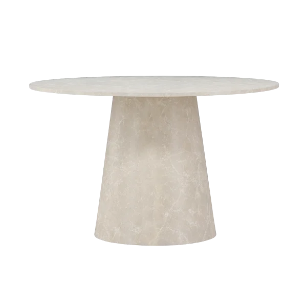 Trude houten eettafel beige marmerlook - Ø 120 cm