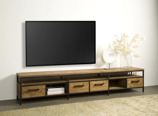 Tv meubel Livorno 240 cm | Gerecycled teak &amp; metaal