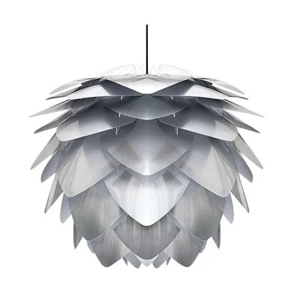 Umage Silvia Medium hanglamp brushed steel - met koordset zwart - Ø 50