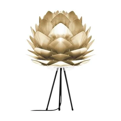 Umage Silvia Medium tafellamp brushed brass - met tripod zwart - Ø 50