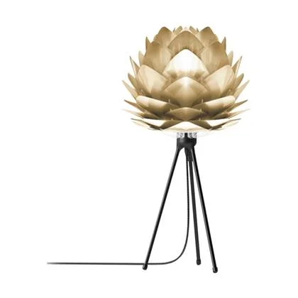 Umage Silvia Mini tafellamp brushed brass - met tripod zwart - Ø 32 cm