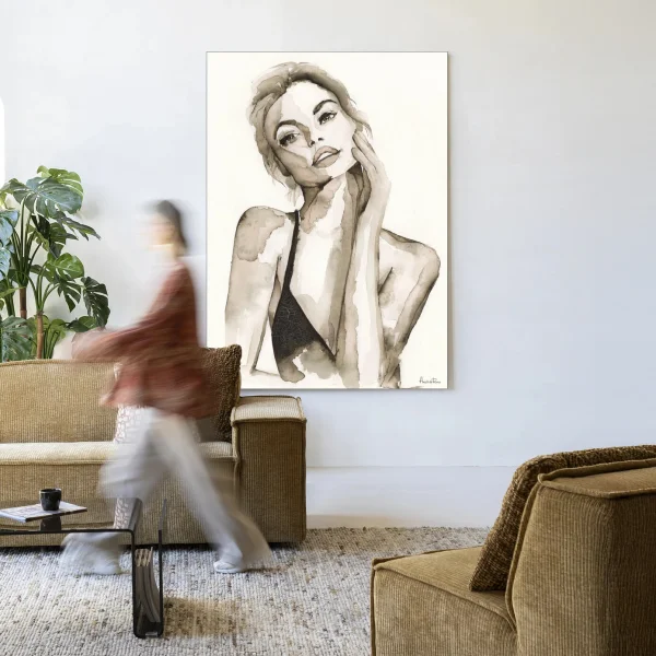 Urban Cotton Wandkleed A Womans Face 80 x 110cm in Frame - black