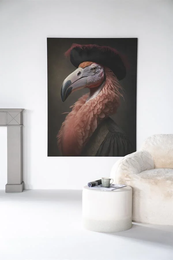 Urban Cotton Wandkleed Flamingo in zwart frame