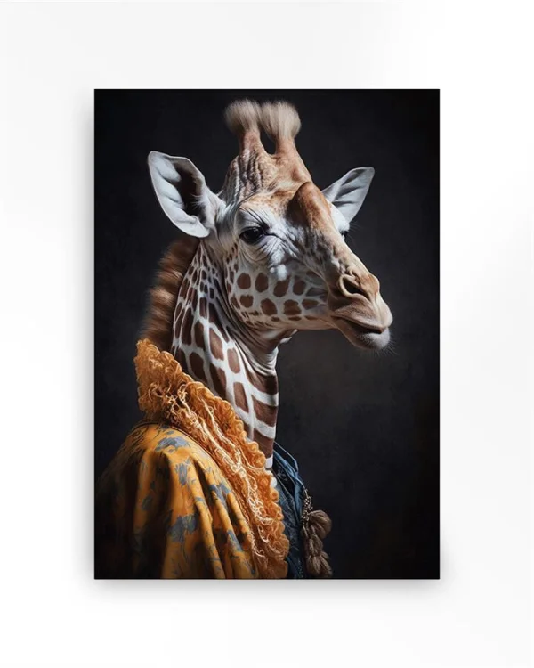 Urban Cotton Wandkleed Giraffe in zwart frame