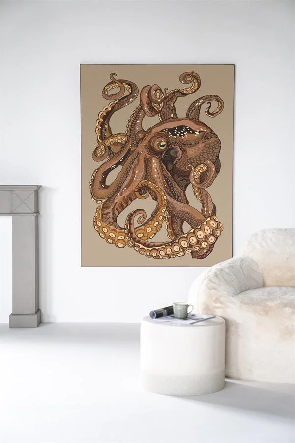 Urban Cotton Wandkleed Pulpo in zwart frame