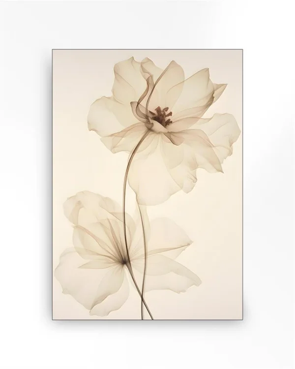 Urban Cotton Wandkleed White Flowers in zwart frame