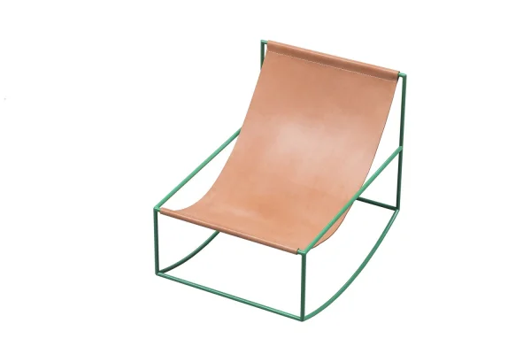 valerie_objects Rocking Chair - groen, leder