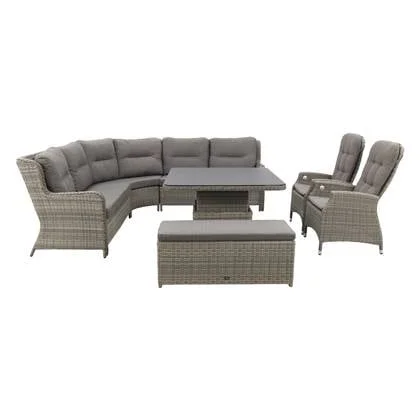 VDG Sandigo lounge dining set met bijzetbank + 2x verstelbare stoel