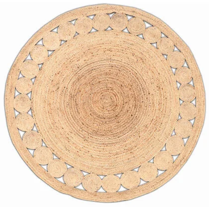 Velaar Jaipur Handgemaakt Jute Natuurlijke Vloerkleed 200 cm Rond