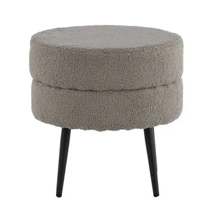 Venture Home Poef Pot 40x40x40 cm teddystof zwart en grijs