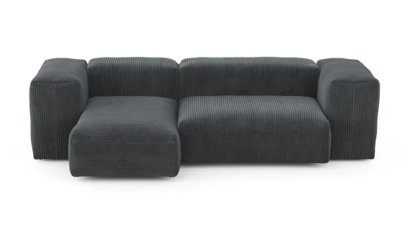 vetsak Two Module Chaise Sofa Cord Velours 209 x 115 cm - Cord Velours donkergrijs