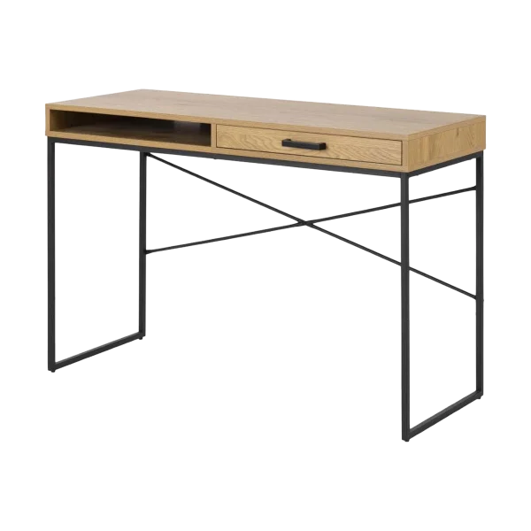 Vic houten bureau naturel - met opbergvak - 110 x 45 cm