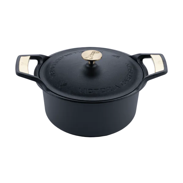 Victoria Signature braadpan met deksel gietijzer 5,5 liter Zwart