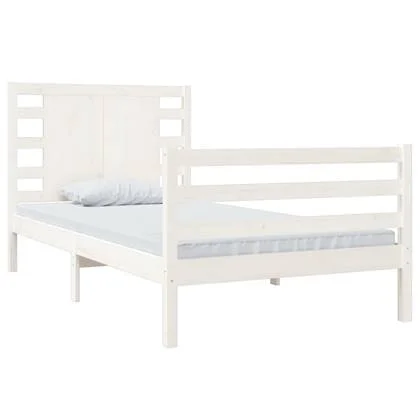 vidaXL Bedframe massief grenenhout wit 100x200 cm