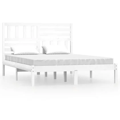 vidaXL Bedframe massief grenenhout wit 120x190 cm