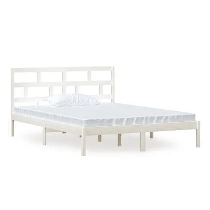 vidaXL Bedframe massief hout wit 150x200 cm