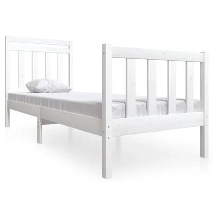 vidaXL Bedframe massief hout wit 75x190 cm