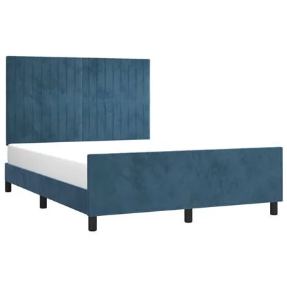 vidaXL Bedframe met hoofdeinde fluweel donkerblauw 140x190 cm