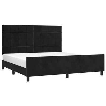 vidaXL Bedframe met hoofdeinde fluweel zwart 160x200 cm