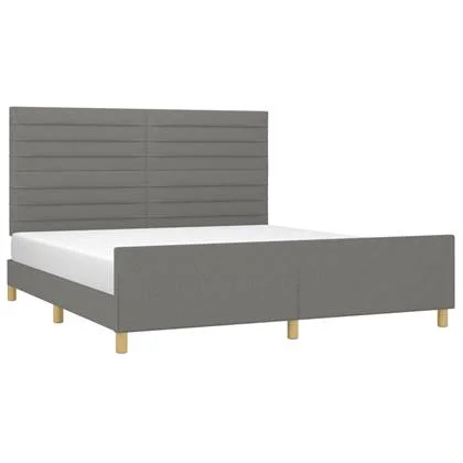 vidaXL Bedframe met hoofdeinde stof donkergrijs 160x200 cm