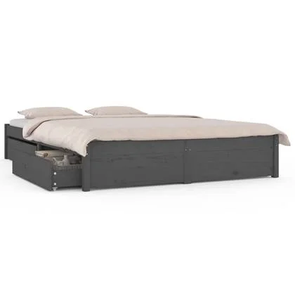 vidaXL Bedframe met lades grijs 140x200 cm