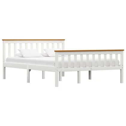 vidaXL Bedframe Wit en bruin 140 x 200 cm